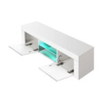 Oikiture TV Stand Cabinet Entertainment Unit RGB LED Gloss 130cm White - Image 5