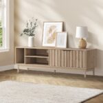 Oikiture TV Cabinet Entertainment Unit Stand 160cm Natural - Image 5
