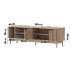 Oikiture TV Cabinet Entertainment Unit Stand 160cm Natural - Image 10
