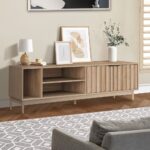 Oikiture TV Cabinet Entertainment Unit Stand 160cm Natural - Image 9