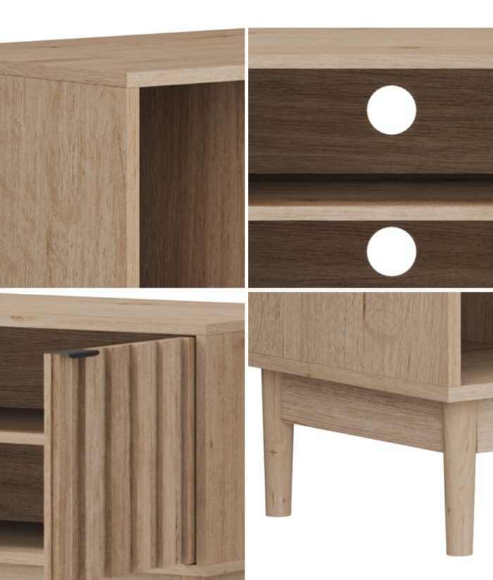 Oikiture TV Cabinet Entertainment Unit Stand 160cm Natural - Image 6