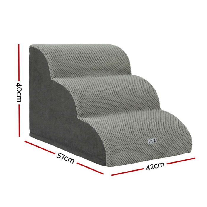 i.Pet Dog Ramp Steps Foam 3 Tier Pet Stairs For Bed Sofa Car Portable Indoor - Image 2