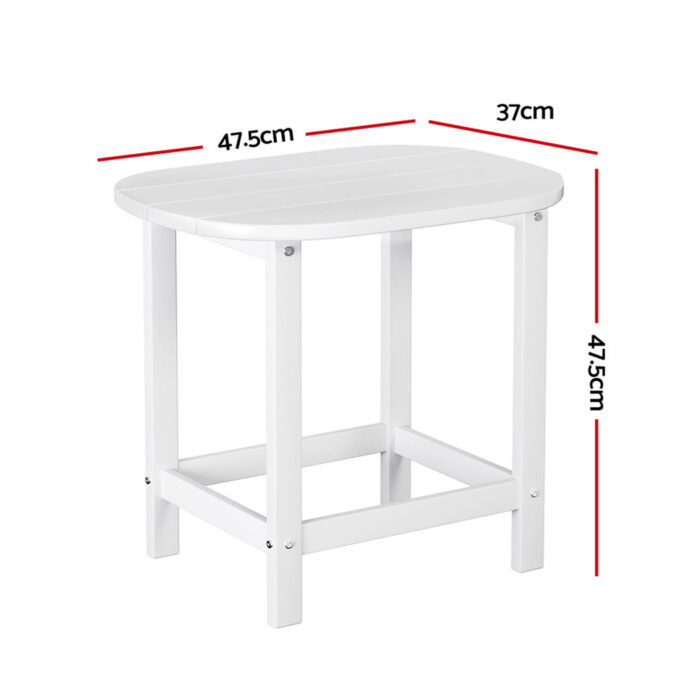 Gardeon Outdoor Coffee Side Table HDPE Desk Patio Furniture Camping Garden White - Image 2