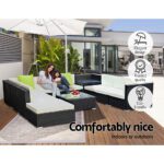 Gardeon 11PC Sofa Set with Storage Cover Outdoor Furniture Wicker - Image 5