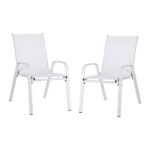 Gardeon 2PC Outdoor Dining Chairs Stackable Lounge Chair Patio Furniture White