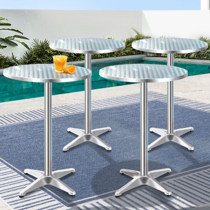 Gardeon Set of 6 Outdoor Bar Table Aluminium Round 70/110CM - Image 2