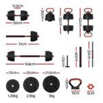 Everfit 40kg Adjustable Dumbbells Set Kettle Bell Weight Plates Barbells Gym - Image 2