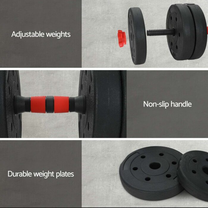 Everfit 40kg Adjustable Dumbbells Set Kettle Bell Weight Plates Barbells Gym - Image 5