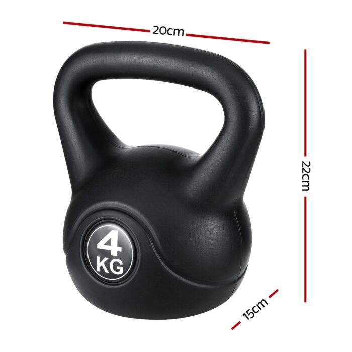 Everfit 4kg Kettlebell Set Weight Lifting Bench Dumbbells Kettle Bell Gym Home - Image 2