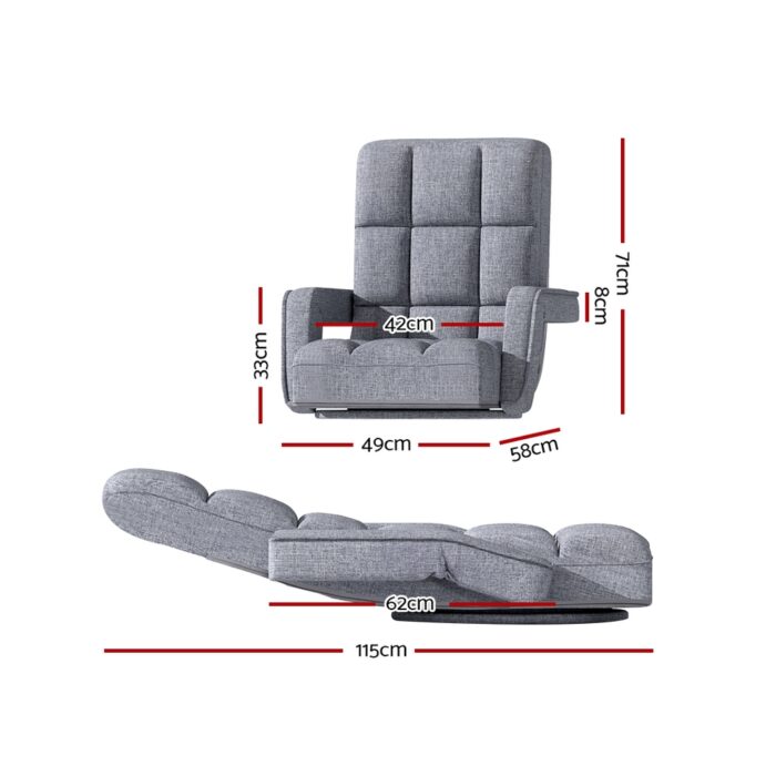 Artiss Floor Chair Lounge Sofa Swivel Grey - Image 2