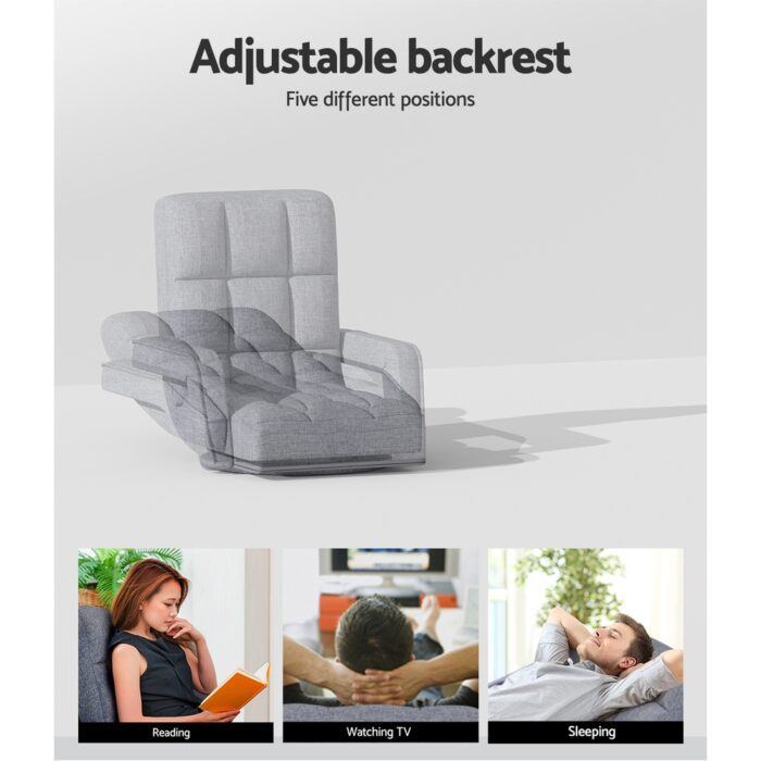 Artiss Floor Chair Lounge Sofa Swivel Grey - Image 4