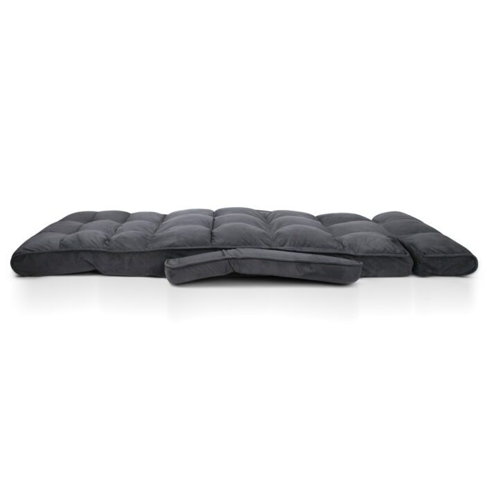 Artiss Floor Lounge Sofa With Armrest Flocking Fabric Charcoal - Image 3