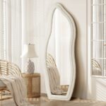 Oikiture Full Length Mirror Boucle Dressing Wall Mounted 160cm - Image 6