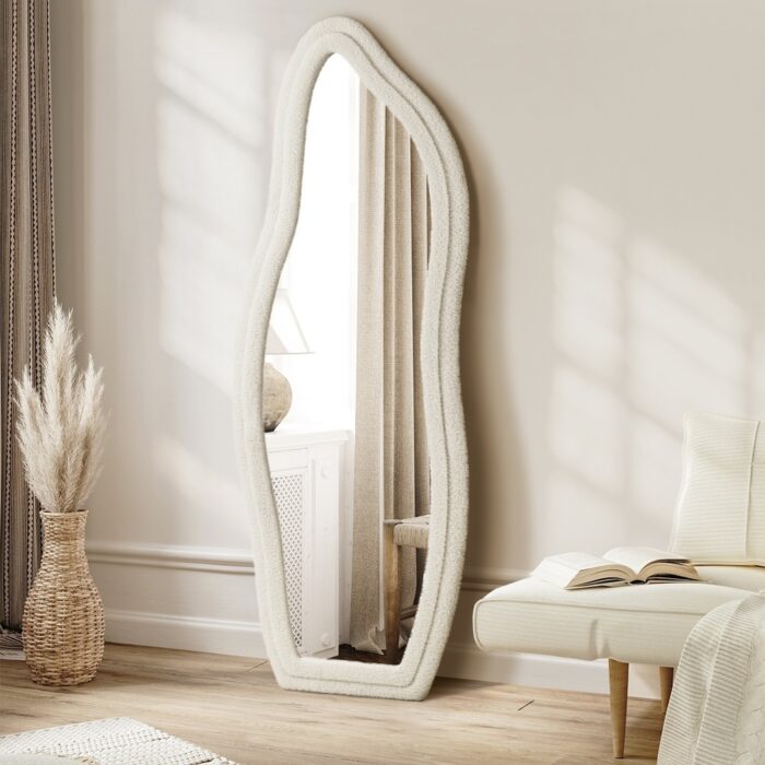 Oikiture Full Length Mirror Boucle Dressing Wall Mounted 160cm - Image 3