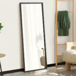 Oikiture Wooden Full Length Mirror Rectangle 166x60cm Black - Image 8