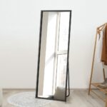 Oikiture Wooden Full Length Mirror Rectangle 166x60cm Black - Image 6