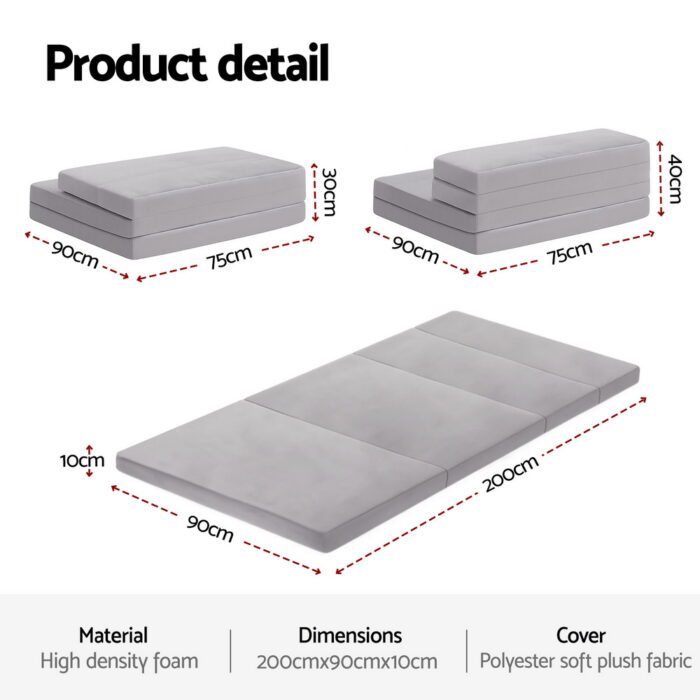 Giselle Foldable Mattress Folding Sofa Bed 4-fold Sleeping Camping Cushion Mat - Image 2