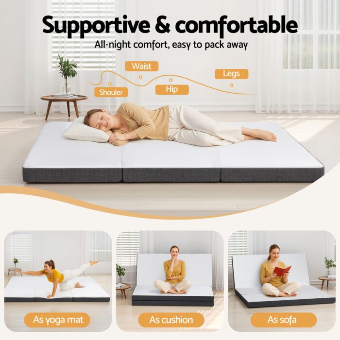Giselle Bedding Foldable Mattress Folding Sofa Bed Tri-Fold Memory Foam Tencel Queen - Image 5