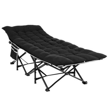 Artiss Folding Bed With Mattress Heavy Duty Black 185CM