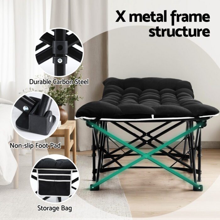 Artiss Folding Bed With Mattress Heavy Duty Black 185CM - Image 4