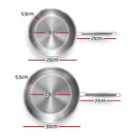 5-star Chef Frying Pan Stainless Steel Uncoated Twin Frypan Set 25/30cm Silver - Image 2