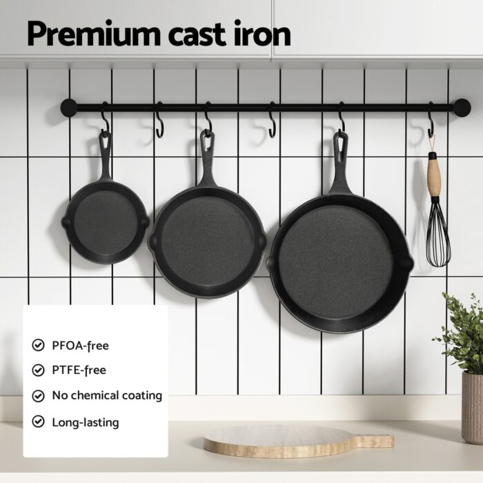 5-star chef Non Stick Frying Pan Cast Iron 3PCS - Image 4