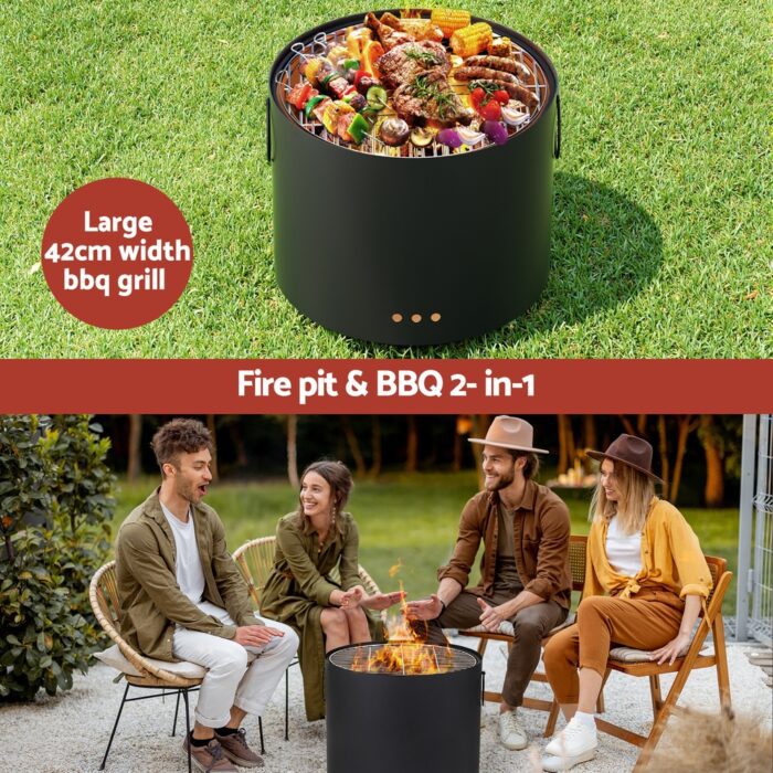 Grillz Fire Pit BBQ Portable Deep Bowl Outdoor Fireplace - Image 4