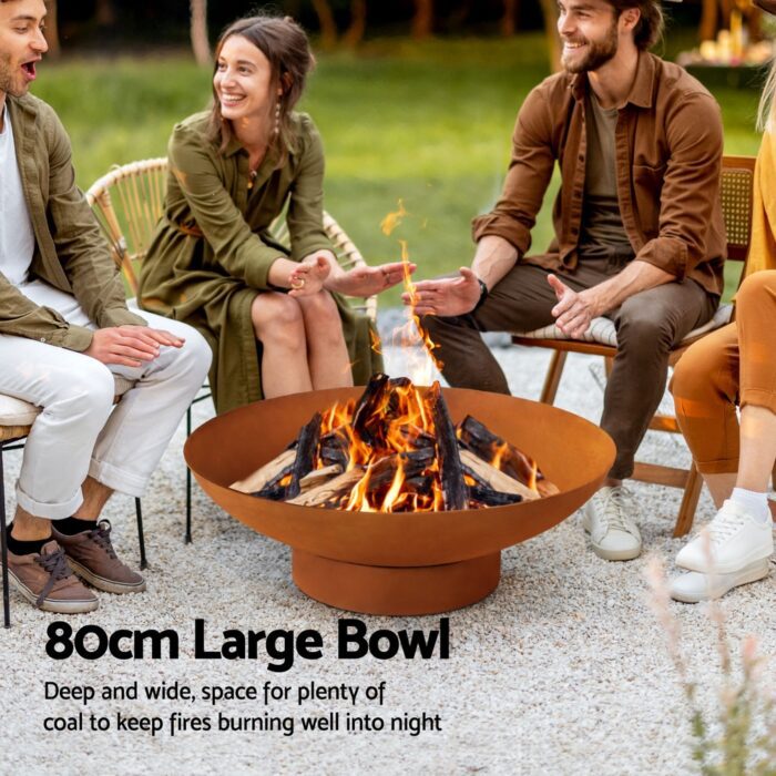 Grillz Fire Pit Iron Bowl 80cm Outdoor Patio Fireplace - Image 4
