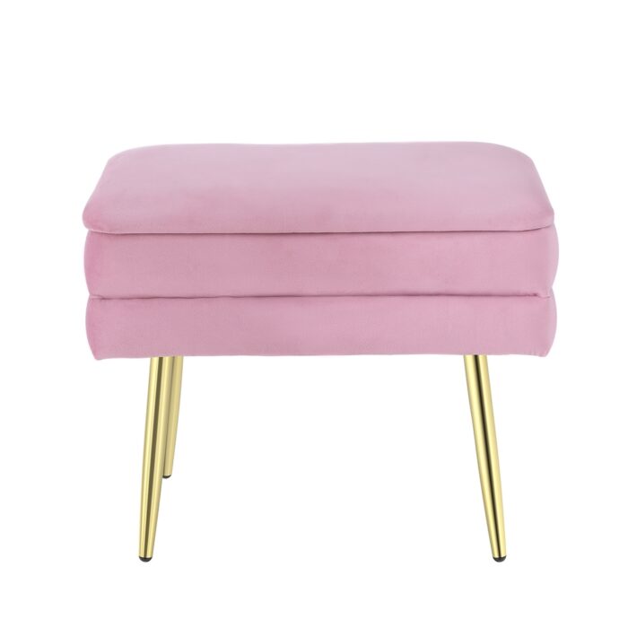 Artiss Ottoman Storage Foot Stool Vanity Velvet Pink - Image 3