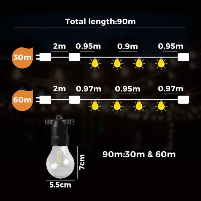 Mazam 90M Festoon String Lights LED Christmas Waterproof - Image 5