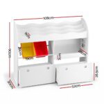 Keezi 3 Tiers Kids Bookshelf Storage Children Bookcase Toy Box Organiser Display White - Image 3