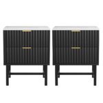 Artiss 2x Bedside Table 2 Drawers - Black - Image 3