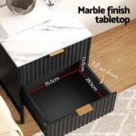Artiss 2x Bedside Table 2 Drawers - Black - Image 4