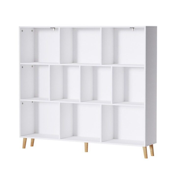 Artiss Bookshelf 3 Tiers 10 Cubes - CORA White - Image 3