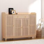 Artiss Shoe Rack Cabinet with Shelves 26 Pairs Pine