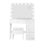 Artiss Dressing Table Set Stool 15 Led Bulbs White Darcy - Image 5