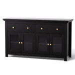 Artiss Buffet Sideboard Storage Cabinet Kitchen Cupboard Clear Door Drawer Black - Image 3