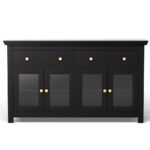 Artiss Buffet Sideboard Storage Cabinet Kitchen Cupboard Clear Door Drawer Black - Image 5
