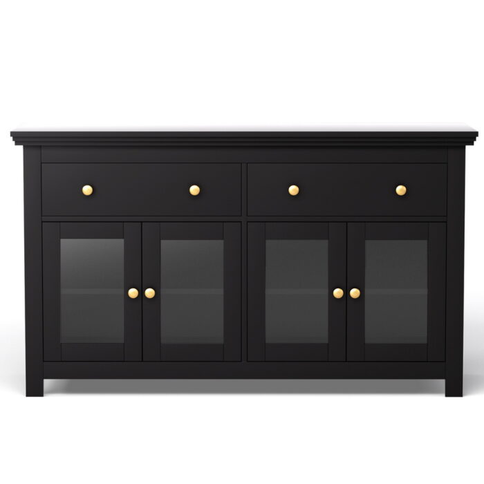 Artiss Buffet Sideboard Storage Cabinet Kitchen Cupboard Clear Door Drawer Black - Image 5