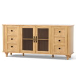 Artiss Buffet Sideboard Storage Cabinet Kitchen Cupboard Faux Drawer 150CM Pine