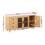 Artiss Buffet Sideboard Storage Cabinet Kitchen Cupboard Faux Drawer 150CM Pine - Image 3