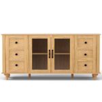 Artiss Buffet Sideboard Storage Cabinet Kitchen Cupboard Faux Drawer 150CM Pine - Image 4