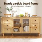 Artiss Buffet Sideboard Storage Cabinet Kitchen Cupboard Faux Drawer 150CM Pine - Image 5