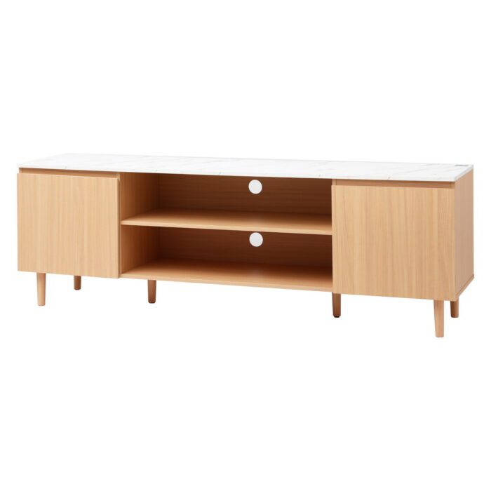 Artiss TV Cabinet Entertainment Unit Stand 180CM Pine White - Image 3