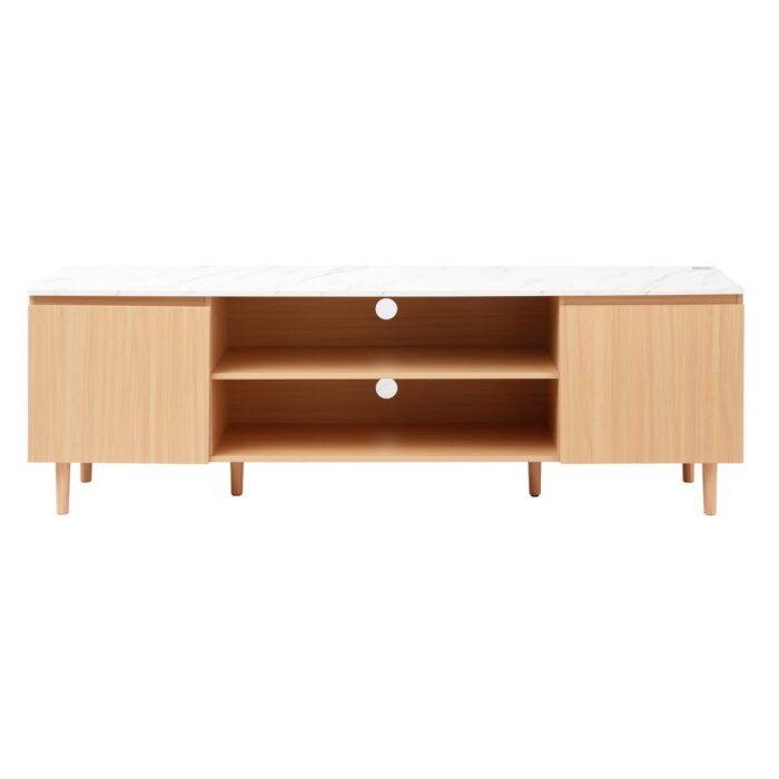 Artiss TV Cabinet Entertainment Unit Stand 180CM Pine White - Image 5