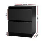 Artiss 2x Bedside Table 2 Drawers - PEPE Black - Image 2