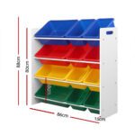 Keezi Kids Toy Box 12 Bins Bookshelf Organiser Children Storage Rack - Image 4