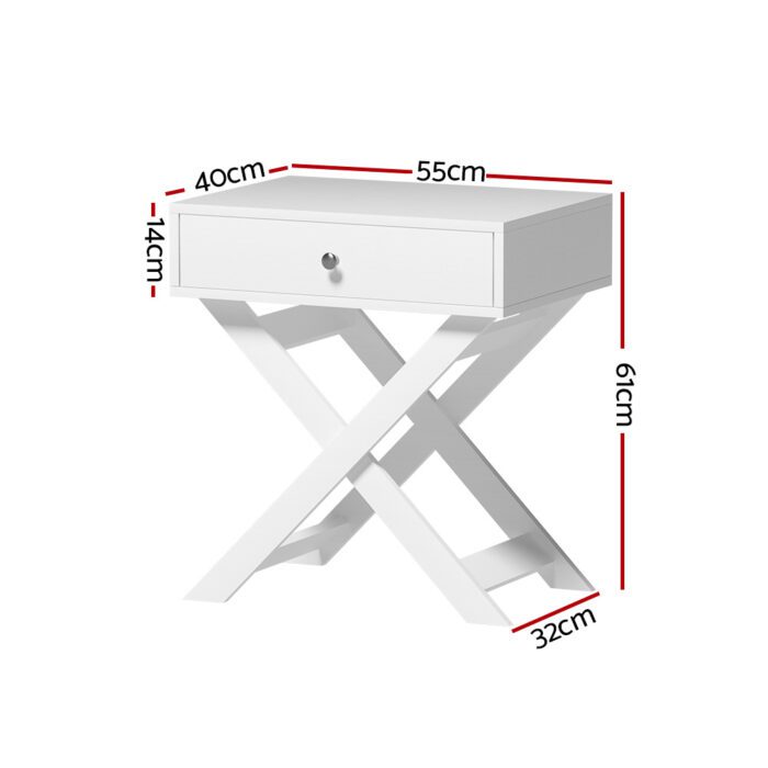 Artiss Bedside Table Drawers Side Table Storage Cabinet Nightstand White QARA - Image 3