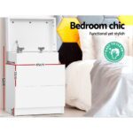Artiss Bedside Table 2 Drawers Lift-up Storage - COLEY White - Image 4