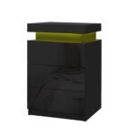 Artiss 2X Bedside Table LED 3 Drawers - COLEY Black - Image 2